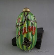 Unusual Chinese Famille Rose Enamel melon Porcelain Snuff Bottle w Mark