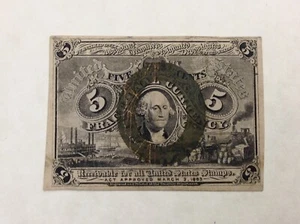~ FR. 1233 5 FIVE CENTS SECOND ISSUE FRACTIONAL CURRENCY NOTE - Picture 1 of 2