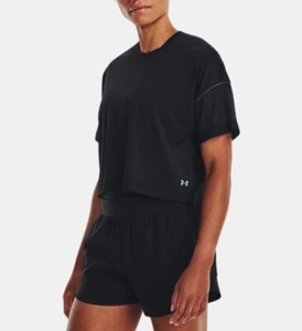 New Under Armour Women's UA RUSH™ Vent Crop Short Sleeve Top 1377069 Black - M - Picture 1 of 9