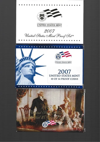 2007 US Mint Proof 14-Coin Set with Original Packaging Cover