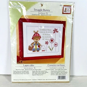 Bucilla Plaid Snuggle Bunny Birth Record Counted Cross Stitch NEW 45011 Baby - Picture 1 of 6