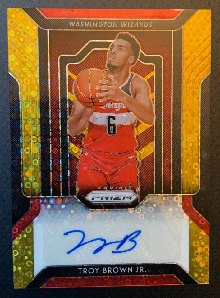 #/10 Troy Brown Jr. 2018-19 Panini Prizm Fast Break Gold Prizms Auto RC - Image 1 of 2