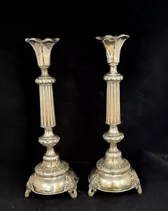 Pr. Muy Finos Antiguo Ruso 84 Plata Sabbath Candelabros Judaica Polonia - Imagen 1 de 10