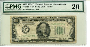 Fr 2156-F* STAR 1934D $100 Federal Reserve PMG 20 VERY FINE - Picture 1 of 2