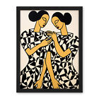Women in Geometric Pattern Dresses Matisse Style Sisters Framed Art 18x24