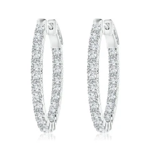 Pendientes de aro liso real de plata esterlina 925 sólida circonita aros de plata esterlina - Imagen 1 de 2