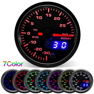 2" 52mm 7 Colour Car Turbo Boost Gauge PSI Meter Analog/Digital LED Dual Display - Picture 1 of 12