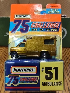 1997 Matchbox 75 Challenge Gold Ambulance #51 - Picture 1 of 1