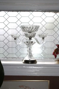 Large Elegant Crystal and Silverplate Epergne Vintage Centerpiece - Picture 1 of 7