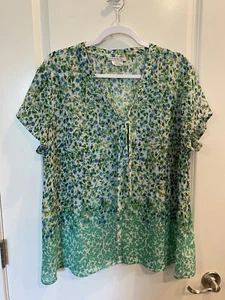 Van Heusen Studio Mujer’s XXL/2x Manga Corta Botón Frontal Top, Ligeramente Transparente - Imagen 1 de 11