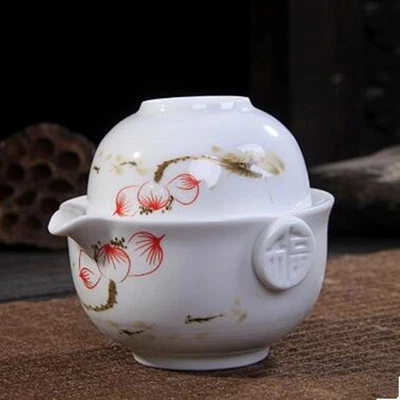 Tea Set Include 1 Pot 1 Cup Elegant Gaiwan Easy Teapot Kettle Porcelain Tea Pot - Image 1 of 4