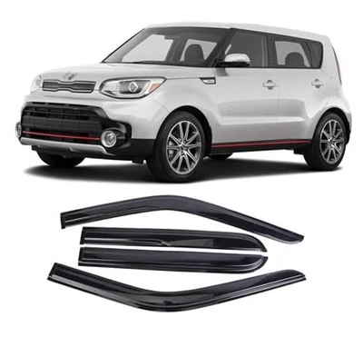 Viseiras de janela com fita adesiva defletores protetores contra chuva conjunto com 4 peças 2014-2019 Kia Soul - Imagem 1 de 4