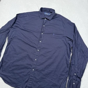 Polo Ralph Lauren Mens XXL Blue Dot All Over Print Button Up Shirt Oxford Preppy - Picture 1 of 9