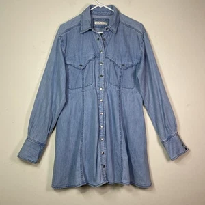 Free People We The Free Sammi Denim Mini Dress Women’s Size S Button Up Chambray - Imagen 1 de 16