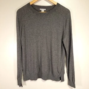 H&M Pullover Sweater Women's L Gray Tight Knit Light Weight Viscose Blend - Picture 1 of 8