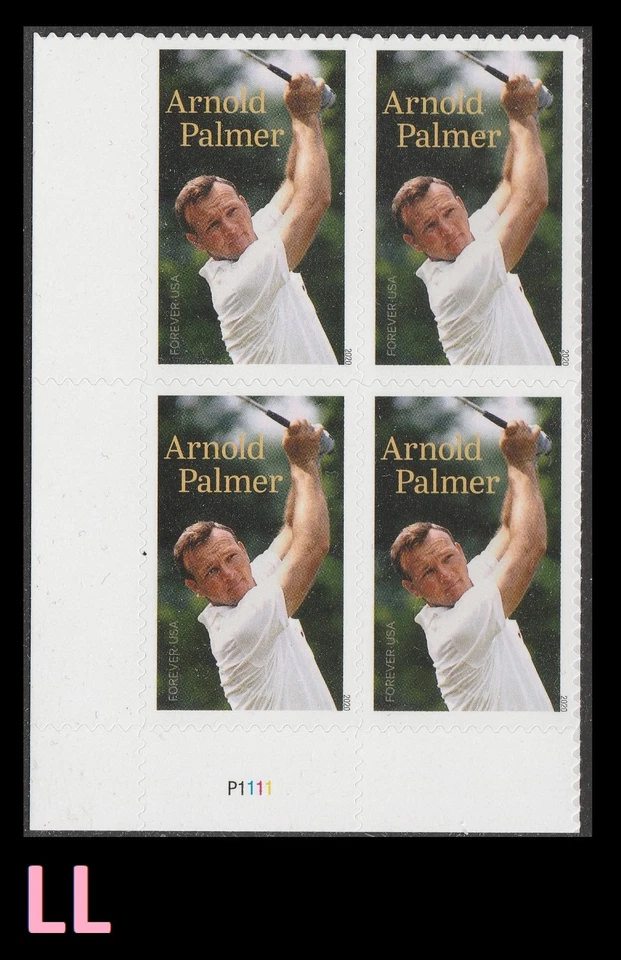 US 5455 Arnold Palmer F plate block 4 LL MNH 2020 - Image 1 of 1