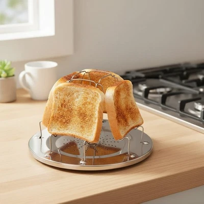 4-Slice Camping Toaster for Gas Stove – Stainless Steel Portable Rack - Image 1 of 4