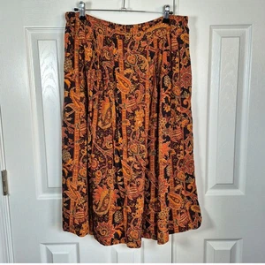Vintage 90er Blumen Midi Rock Orange Paisley Gr. 12 Sheridan Square - Bild 1 von 8