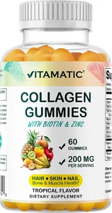Vitamatic Hydrolyzed Collagen Gummies with Vitamin C, Zinc and Biotin, 200 Mg... - Picture 1 of 12