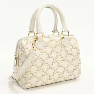 CELINE 2WAY Mini Boston Triomphe Canvas Boston Bag PVC weiß Damen - Bild 1 von 8