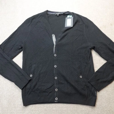Suéter Ted Baker Mediano Negro Cárdigan Botón Frontal Mezcla Lana Foto 1 de 4
