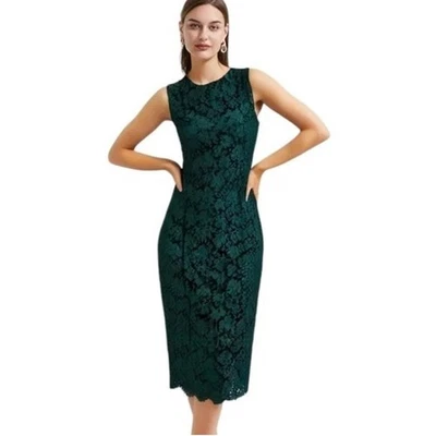 Vestido Vaina Dolce & Gabbana Verde Encaje Sin Mangas $3200 IT 42 Nuevo con Etiqueta Foto 1 de 4