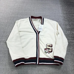 Scotch Soda Sweater Womens Medium Varsity Cardigan Knitted Beige Blue Casual - Picture 1 of 10