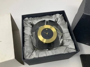 Movado Black Dial Round Crystal Clock TCL109M (chipped) READ - Picture 1 of 12