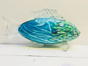 Glass Tropical Fish Large Murano? Hand Blown Blue 18" Sculpture Figurine Decor - Picture 1 of 11