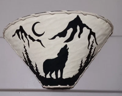 Rustic 1/2 Lamp Shade WOLF COYOTE Table Desk Light Cottage Cabin Decor - Image 1 of 4