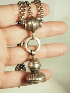 CHATELAINE ANCIEN XIX ARGENT MASSIF ANTIQUE DUTCH SILVER POCKET WATCH CHAIN - Imagen 1 de 8