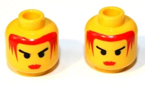 2x LEGO® Kopf mit Frauen-Gesicht, roten Haaren und Lippen 3626bpx69 NEU Gelb - Bild 1 von 1
