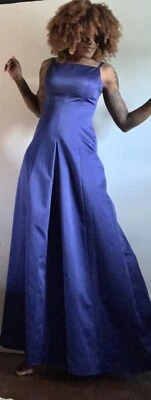 A.B.S BY ALLEN SCHWARTZ SPAGHETTI STRAP BLUE LONG MAXI FORMAL GOWN  DRESS SIZE:6 - Image 1 of 4