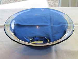 Cuenco de vidrio vintage Orrefors azul medianoche Sven Palmqvist Suecia 22 cm de diámetro - Imagen 1 de 12