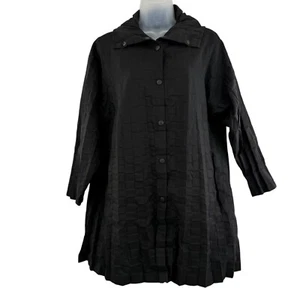 Babette Women's P Black Crinkle Buttoned Lightweight Rain Hooded Jacket Coat - Picture 1 of 13