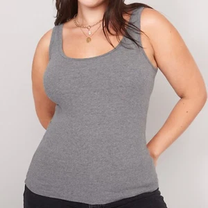 Old Navy Women's Rib-Knit First Layer Fitted Tank Top Gray Size L - Picture 1 of 3