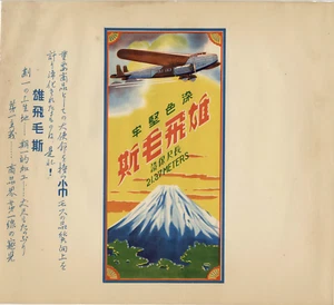 1930er-40er Jahre Japanische Fluggesellschaft Werbung Lithographie, Flugzeug - Bild 1 von 3