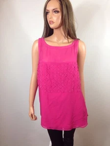 Marina Rinaldi 100% Silk Pink Sleeveless Bouse Shirt, Size MR 23 - Picture 1 of 12