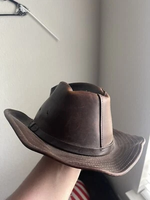 Chapéu Fedora Henschel Couro Marrom Unissex Médio Fabricado nos EUA Estilo Indiana Jones - Imagem 1 de 4