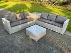 Fimous 6 Seater Wicker Outdoor Rattan Garden Furniture Sets Coffee Table 2 Color