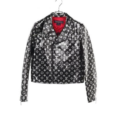 LOUIS VUITTON Monogram Riders jacket RW192W NYK leather Black Silver Used women - Image 1 of 4