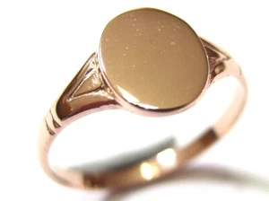 Kaedesigns New Size G Solid New 9ct 9K Rose Gold Oval Signet Ring - Picture 1 of 9