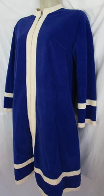 Abrigo Campana Vintage Años 70 Vanity Fair Azul Rayas Frontal Cremallera Terciopelo Slv 12 Foto 1 de 4