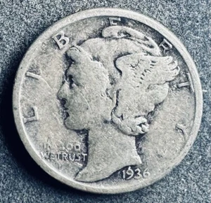 1 Dime 1936 USA „Mercury Dime“ 2,5 g .900 Silber KM#140 K180125C - Bild 1 von 2