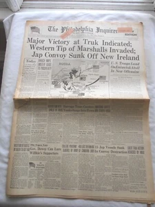 THE PHILADELPHIA INQUIRER-FEBRUARY 19 1944 JAPANESE CONVOY SUNK - Picture 1 of 5