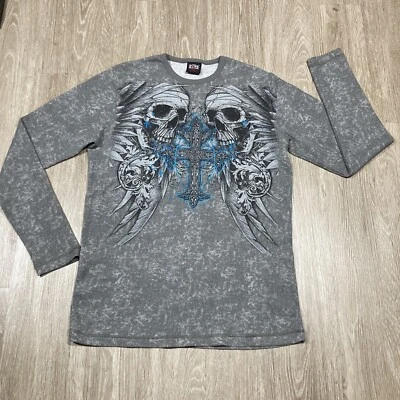 Camisa MMA L 00s Y2k Calavera Tribal Patinador Grunge Gótico Artes Marciales Camiseta Foto 1 de 4