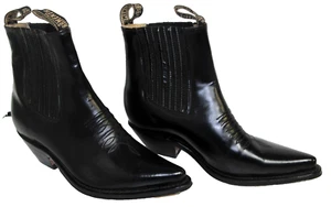Botines Ma Armenta Men’s Polished Black Ankle Pull On Boots Leather Western 8 Lg - Picture 1 of 17