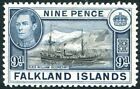 Falkland Islands-1938-50 9D Black & Grey-Blue Sg 157 Mounted Mint