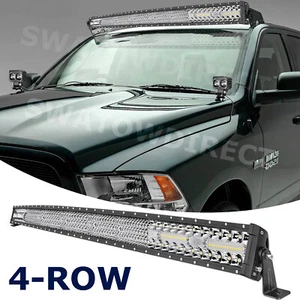 For Dodge Ram 1500 2500 3500 Roof 54" Curved LED Light Bar 4-Row Combo Offroad  - Picture 1 of 13