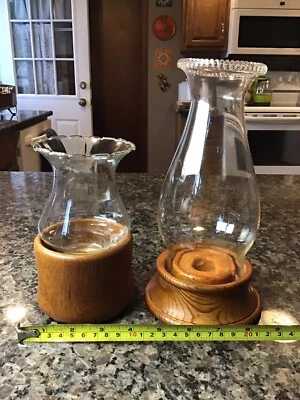 PAR DE COLECCIÓN Candelabro Madera Teca Genuina Delfín Lámpara Huracán Tailandia CONJUNTO Foto 1 de 4